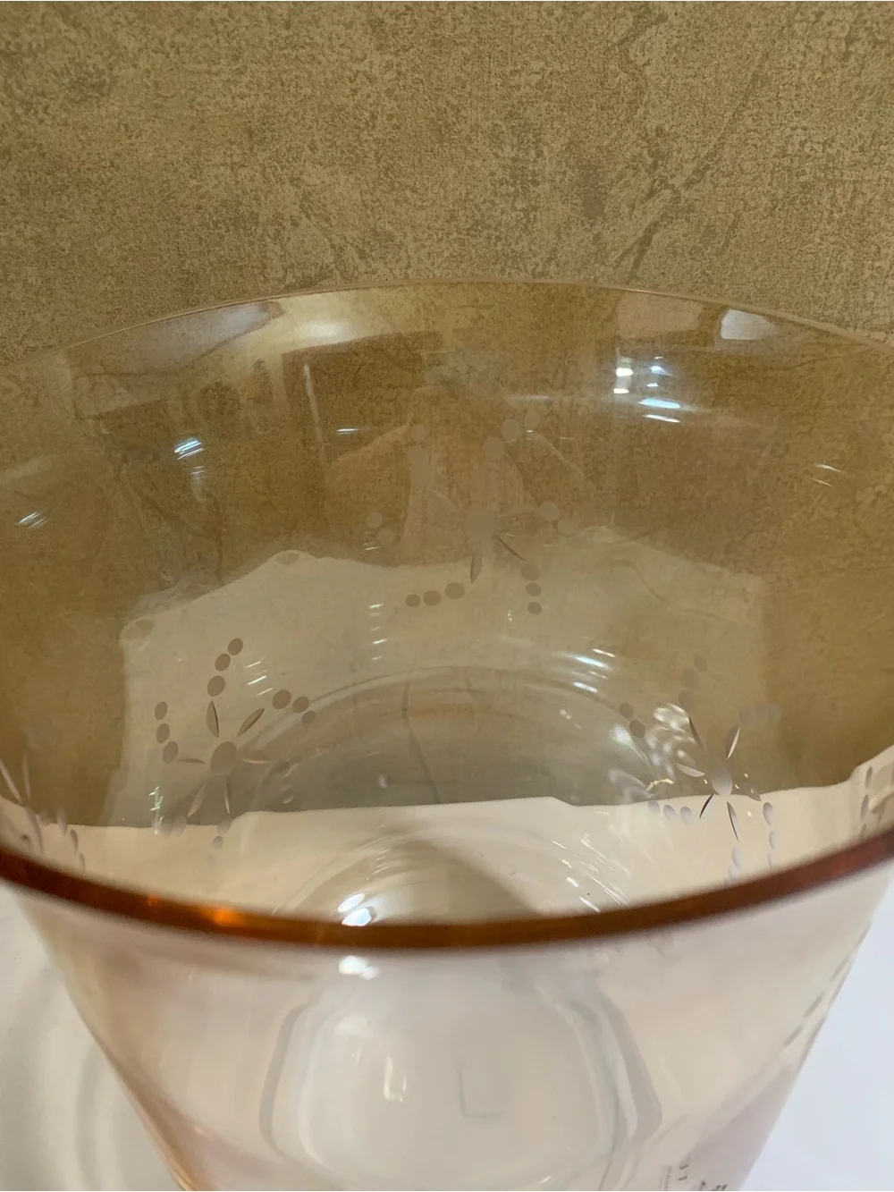 PartyLite Golden Luster Hurricane Candle Holder Vase Hand Blown Glass P8632 NIB